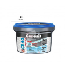 Затирка эластичная водоотталкивающая Ceresit CE40 №01 (Белая) 2 кг.